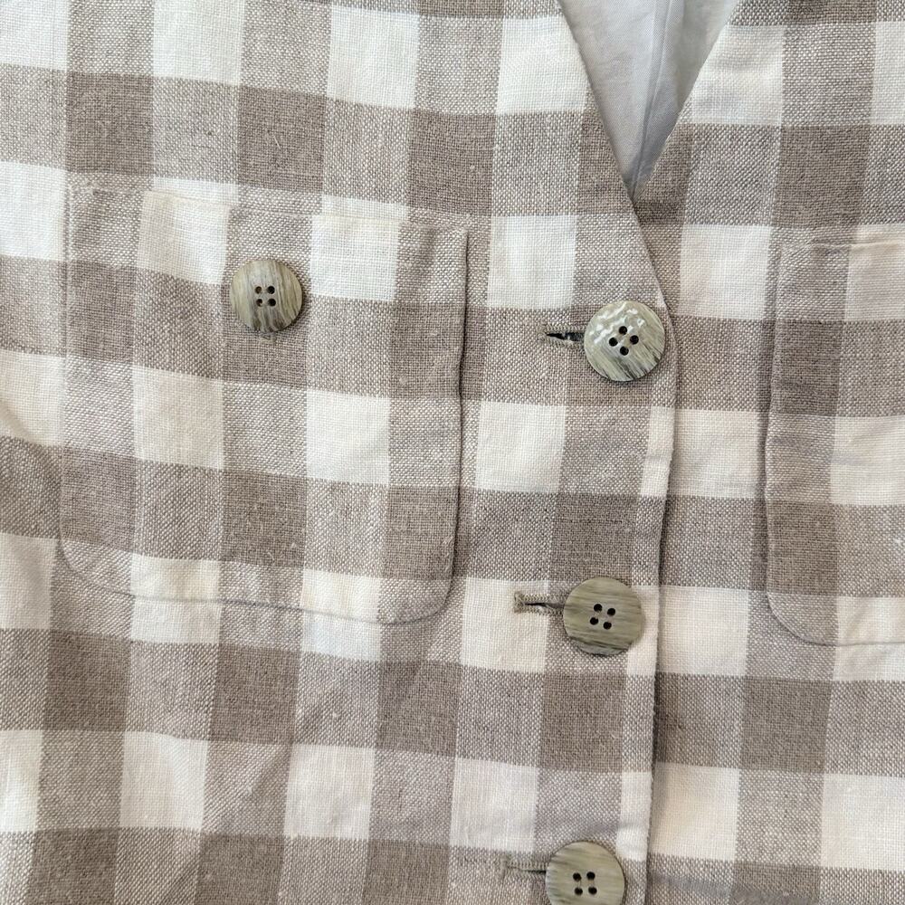 Vintage JH Collectibles 100% Linen Gingham Cropped Women Blazer Size 12 - Picture 4 of 12